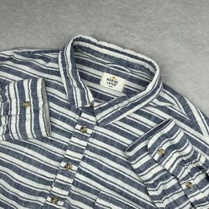 Marine Layer Shirt Mens Large Blue Striped Long Sleeve Button Popover Casual
